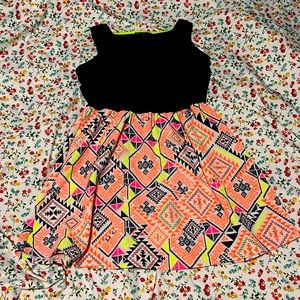 Sequin Hearts Navy Blue and Orange Aztec pattern dress!💙🧡